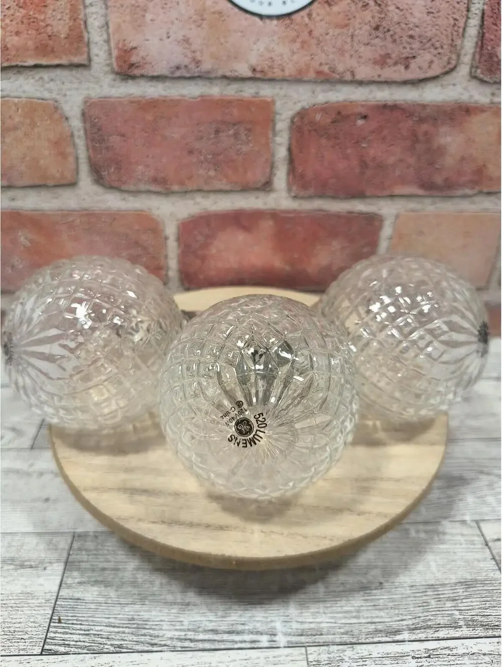 GE 40W Decorative G25 Globe Light Bulbs Crystal Clear Faceted 3 Pack NOS